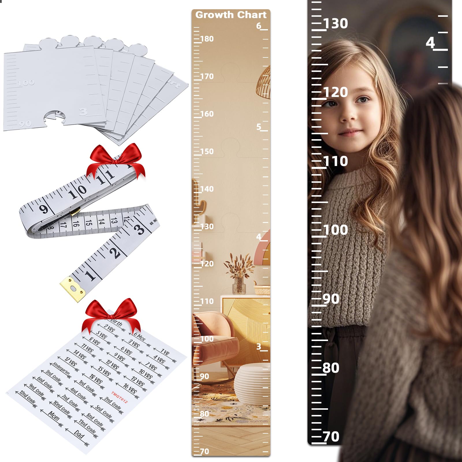 Growth Chart Mirror, Growth Chart Mirror for Wall, Puzzle Mirror Growth