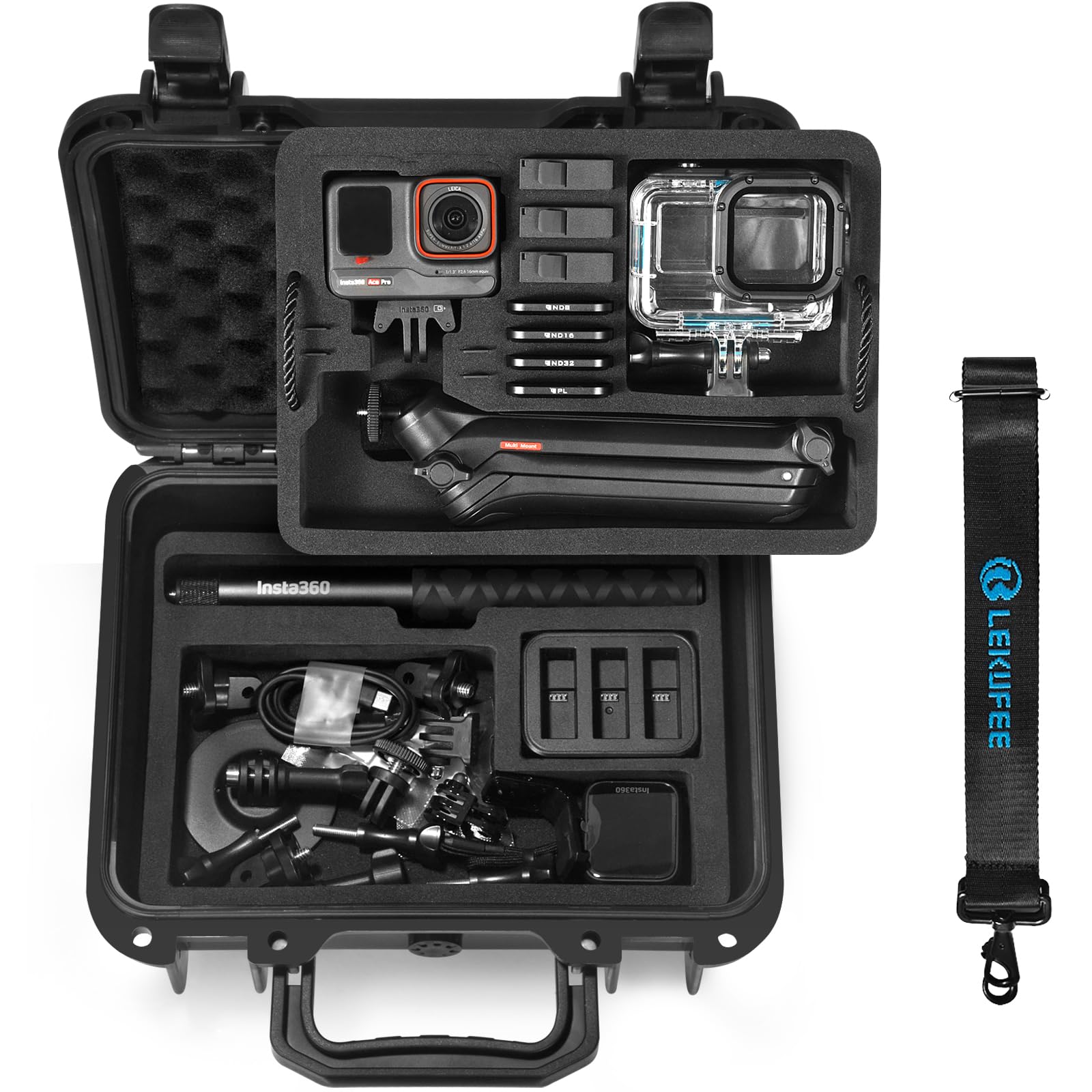 LEKUFEE Travel Waterproof Hard Case for Insta360 Ace Pro 2/Ace Pro, Action Camera, and Accessories(Case Only)