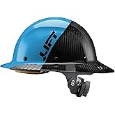 LIFT SAFETY DAX Fifty 50 Carbon Fiber Full Brim Hard Hat | Premium Protection with Dual-Tone Carbon Fiber Shell | 6-Point Suspension Cyan/Black
