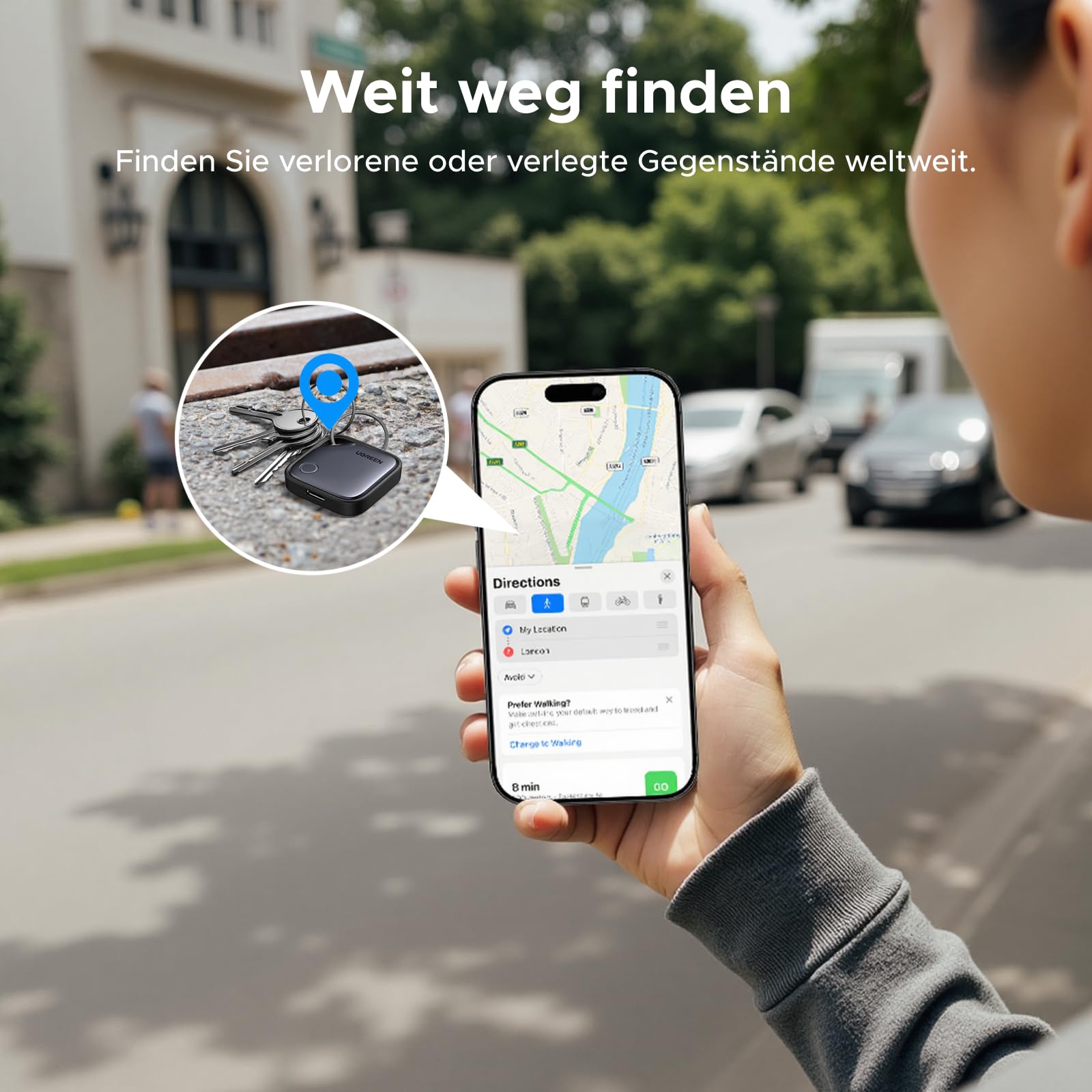 UGREEN Finetrack 4er Pack unterstützt USB C Aufladen, Bluetooth Tracker kompatibel mit Apple Find My (nur iOS), Smarttag bis zu 12 Monate Akkulaufzeit, Finder für Schlüssel, Koffer, Pass 5