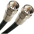 PHAT SATELLITE RG6 Coaxial Cable 2ft (Black) - Made in USA - UL ETL cm CATV Fire Retardant Broadband Internet Audio Video Cable with Compression F-Connectors