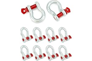 QWORK 1/2" Anchor Shackle with Alloy Screw Pin - Forged Carbon Steel, 10 Pack D-Ring Shackles 2 Ton 4400 lbs Working Load Limit