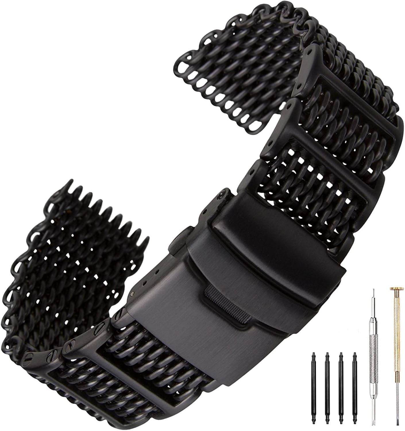 20/22/24mm HLink Shark Stainless Steel Mesh Strap Wrist Watch Band
