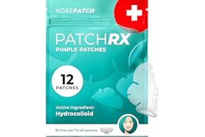 PatchRx Pimple Patches for Nose (12 Pack), Cover Nose Pimples Overnight - Hydrocolloid Acne Patches - Pimple Patch Hydrocolloid Patches & Pimple Stickers, Nose Strip, Zit Patches