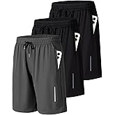 JWJ Mens Athletic Gym Workout Shorts Lightweight Quick Dry Running Basketball Shorts with Zipper Pockets