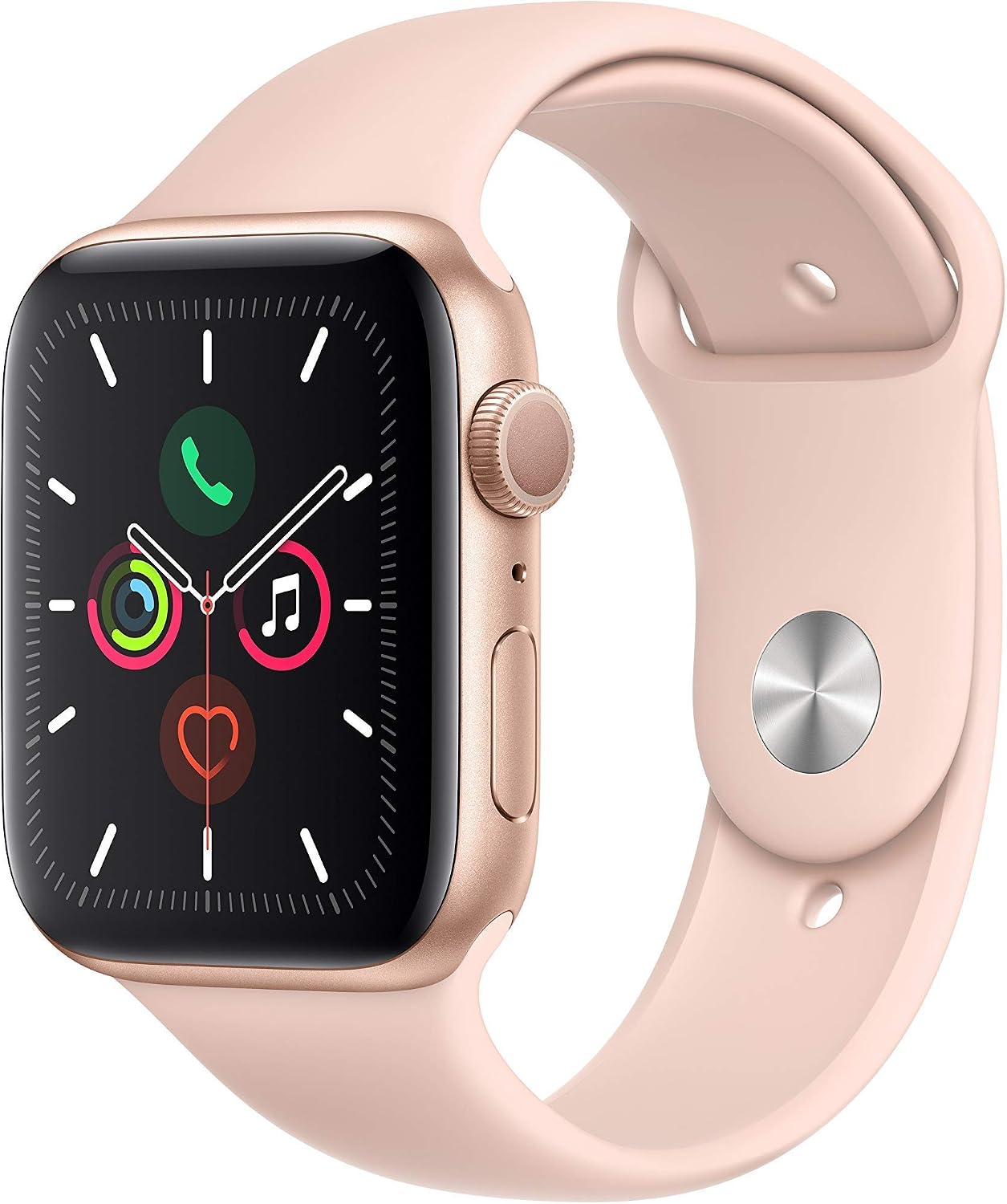 Silver Apple Watch With Pink Sand Band 