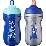 Tommee Tippee Deco Resealable Insulated Tumbler Flippee Straw Cup, Assorted, 9 Ounce, 2 Count