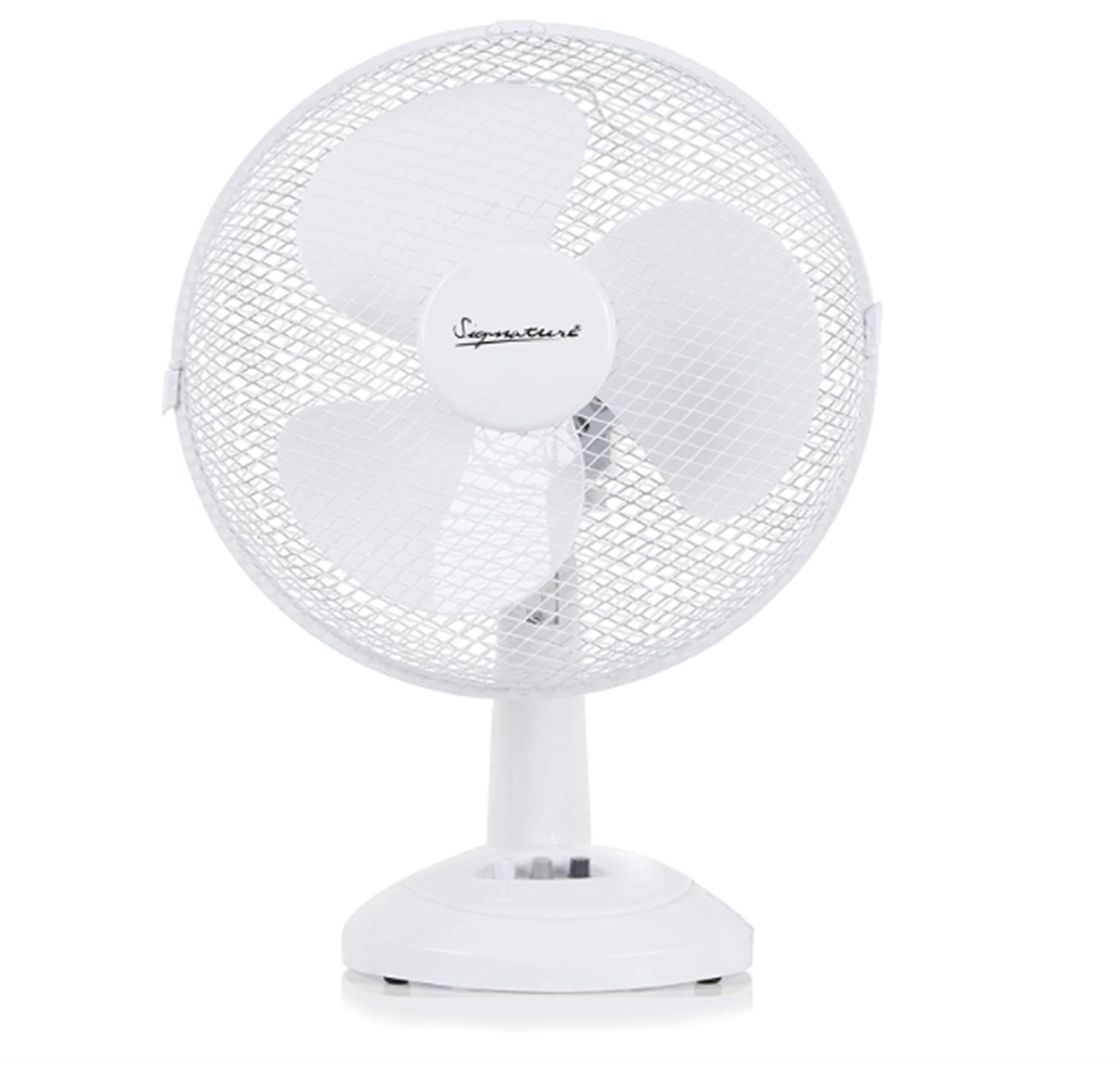 Signature 9” 2 Speed Desk Fan with Oscillation, Adjustable Tilt, White, S40008
