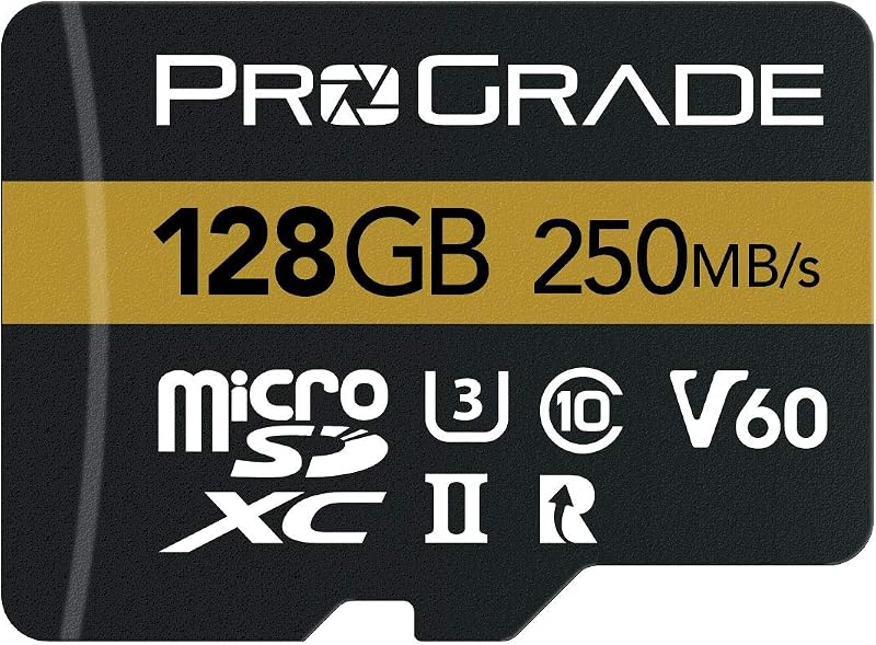 ProGrade Digital microSDXC V60 128GB 250MB/s Read 130MB/s Write UHS-II SD Card