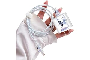 Lovely Cable Protector for iPhone 18W/20W Charger, Blue Black Butterfly Flowers Design Transparent Data Line Cable Saver Phon