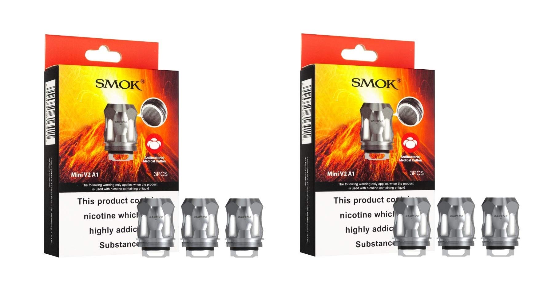 SMOK Mini V2 A1 Coils 0.17 Ohm (Silver) Works with TFV-Mini V2 Tank, R Kiss Kit, Species Kit Smok Vape Coils Pack of 6 Authenic Real Deal No Nicotine