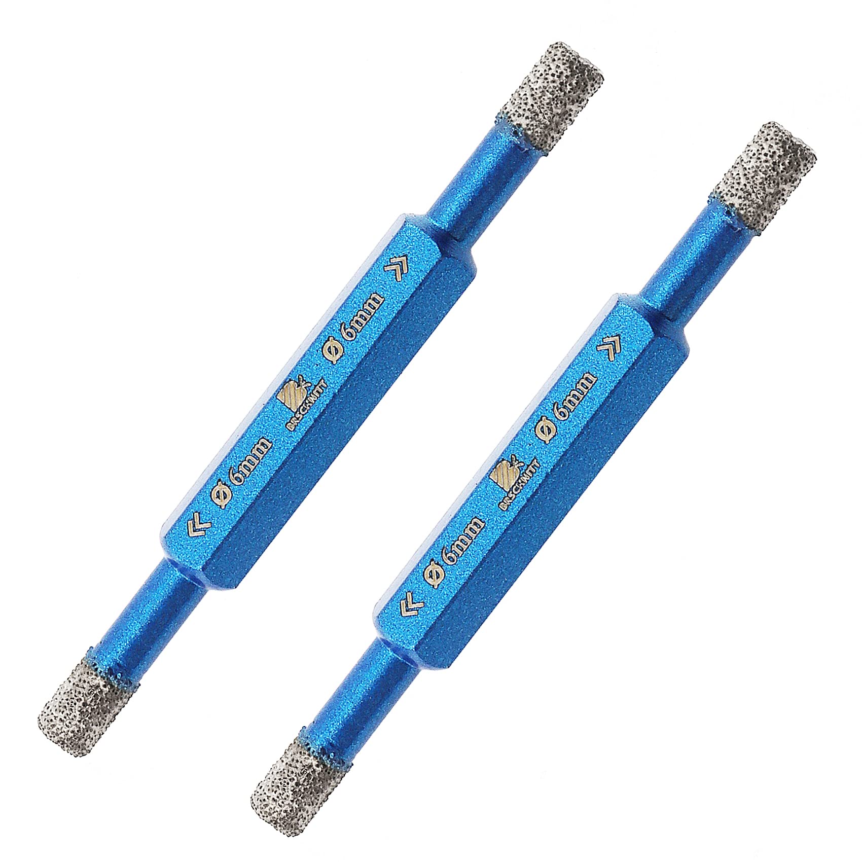 Dry Diamond Tile Drill Bit - BRSCHNITT 2pcs 6/6mm double-ended diamond hole saw for Porcelain Tile Ceramic Stone Granite Marble,Hex Shank Drilling
