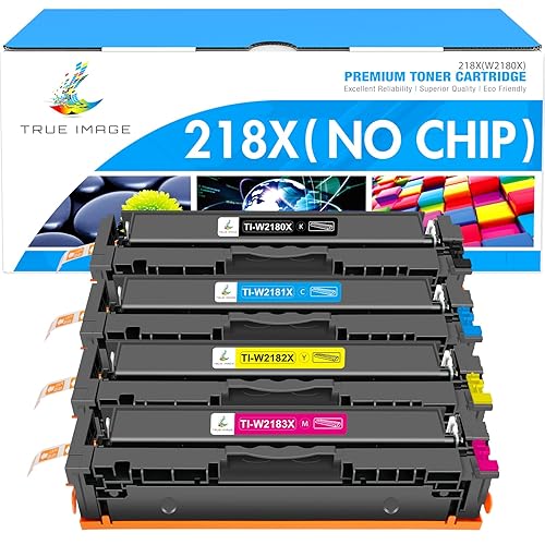 218X 218A 3201dw Toner Cartridges 4 Pack: Compatible Replacement for HP 218X 218A Color Laserjet Pro MFP 3301fdw 3301cdw 3201dw 3301sdw Printer W2180A W2180X High Yield Ink Set (No Chip)(B/C/Y/M)