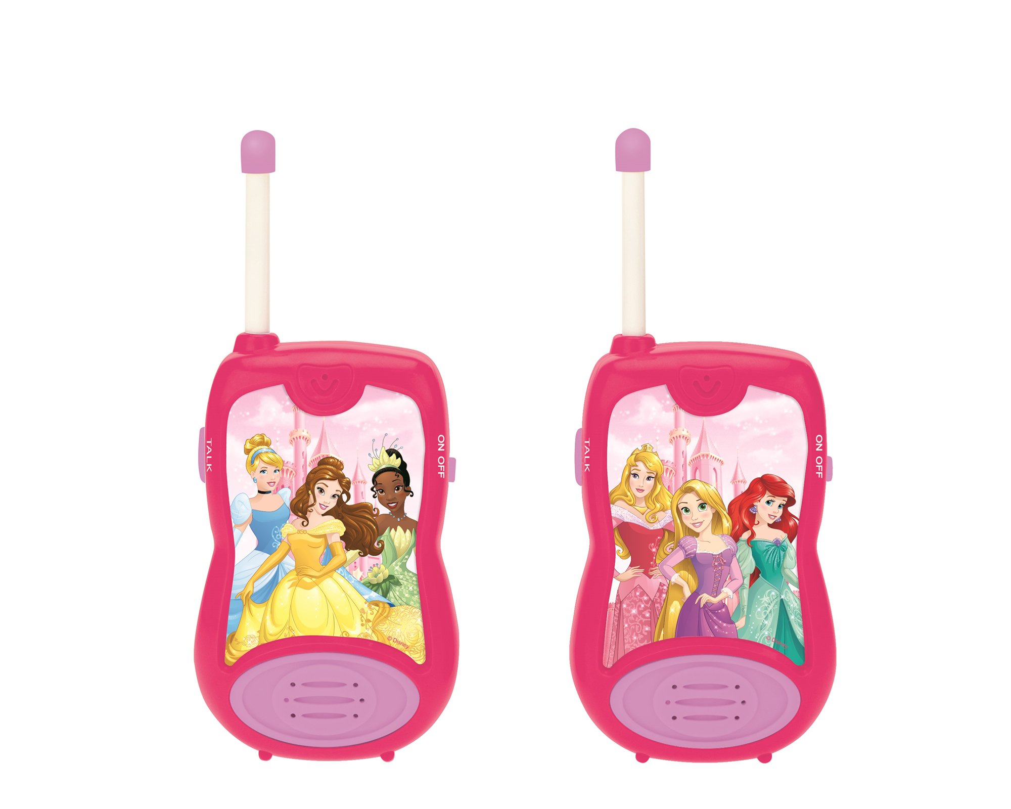 LEXIBOOK, Princesses Disney, Walkie-Talkies 200m, Communication Toy for Girls, 2 Communication Channels, Belt Clip, Battery Operated, Pink, TW12DP