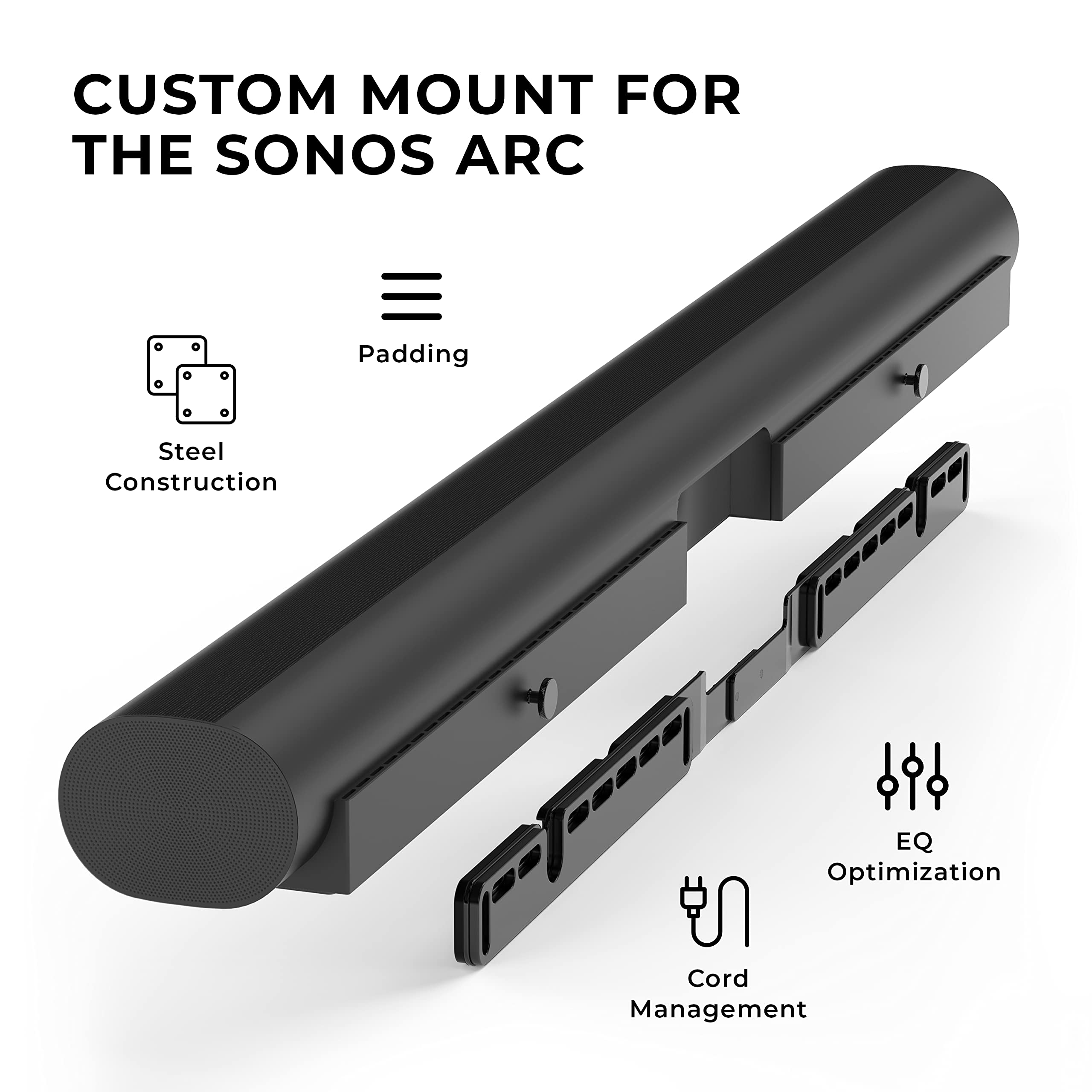 HumanCentric Wall Mount Compatible with Sonos Arc and Sonos Arc Ultra Sound Bar Only (Black), Mount on Wall Under TV, Floating Style, Hidden Design, Hardware Included