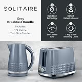 Tower Tower Solitaire Kitchen Set 3KW 1.5L Kettle & 2-Slice Toaster Grey view 2