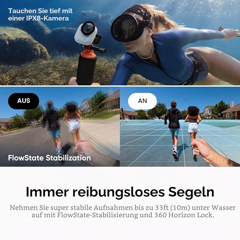 GO Ultra Nachtschwarz-Kleine 4K Vlogging-Kamera, Freihändig, POV-Kamera, 1/1,28"-Sensor, 53g leichte Unterwasserkamera, 156°FOV, 200min Akku, tragbare Action-Cam (Generalüberholt)