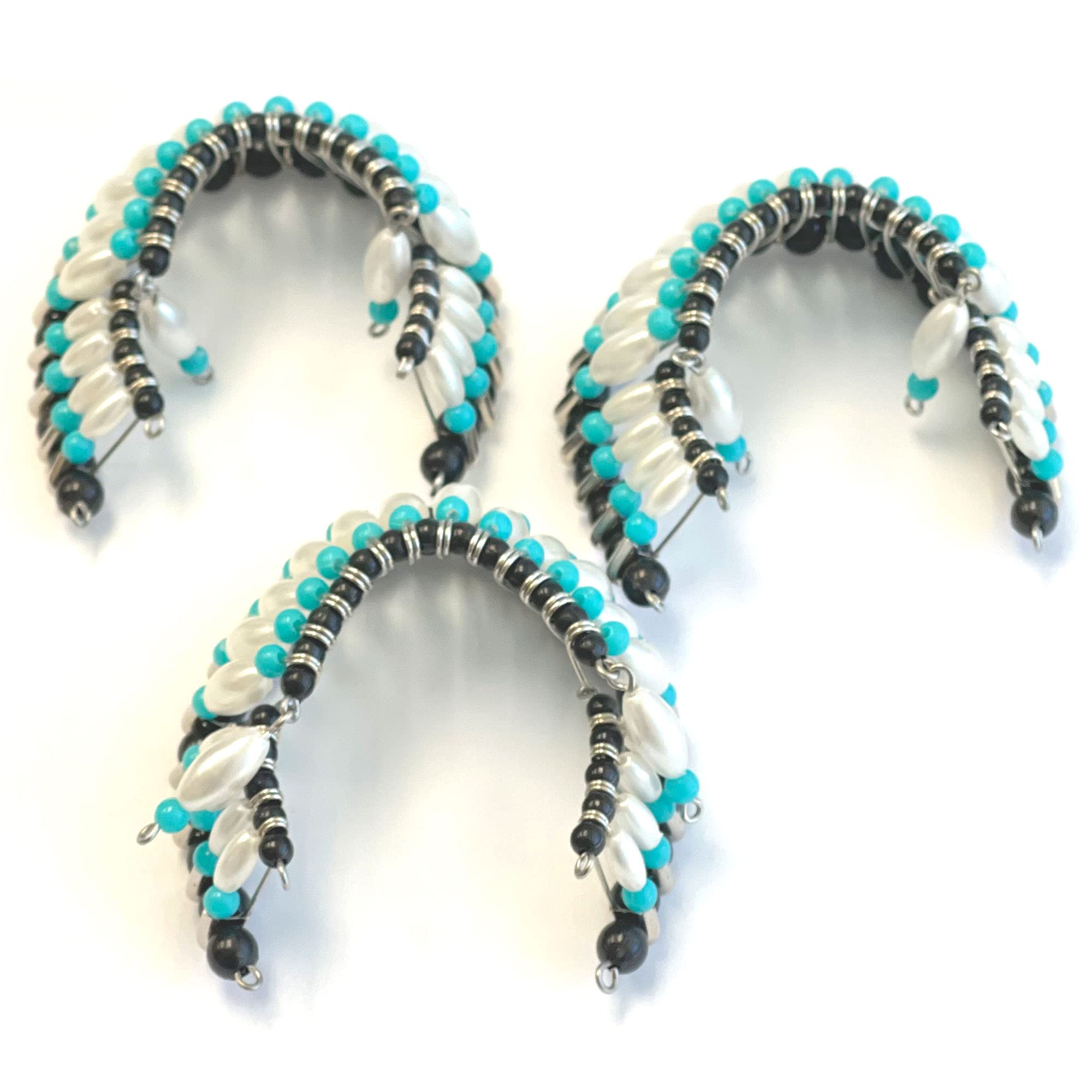 Linpeng Ornament, Plastic Metal, White, Black, Silver, Turquoise, 2 x 2.5 x 1