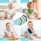 Vicloon Baby Bandana Bibs 8 Pack Adjustable Snaps Drool Bibs Blue Green Gray view 6