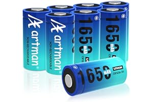 Artman CR123A 3V Lithium Battery 8 Pack, 1650mAh CR123A Lithium Batteries 10 Years Shelf Life, CR17345 CR17335 3 Volt CR 123A