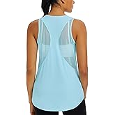 MAGCOMSEN Womens Workout Tops Racerback Tank Tops Mesh Back Breathable Sleeveless Quick Dry Running Athletic Shirts