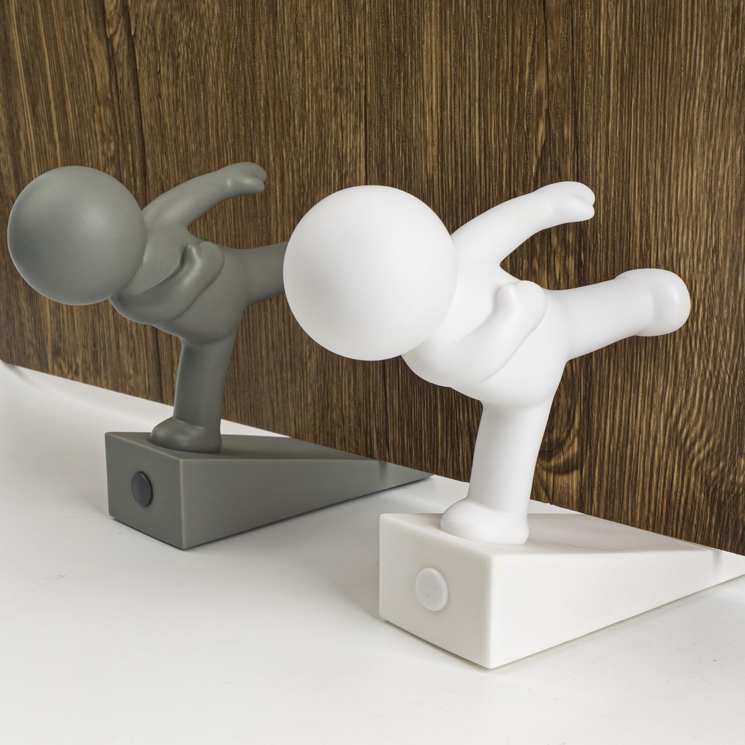 Cute Door Stop, Decorative and Sturdy, Decorative Door Stop, Lower Front Wedge Suitable for More Doors, White+Gray (Patented)