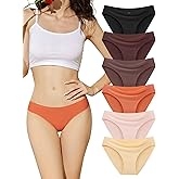 ANSUKOO 6 Pack Seamless Underwear Bikini Women,No Show Hipster Panties,Breathable Ladies Briefs,Comfortable Invisible Undies
