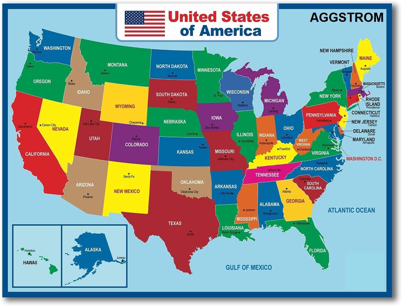 Photo 1 of AGGSTROM Jumbo Waterproof United States Map Poster Digitally Printed on Vinyl Flex Used in Home Classroom for Kids or Adults, 36 x 24 Inch