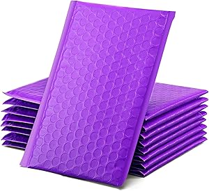 GSSUSA Purple Poly Bubble Mailers 4x8 Padded Envelopes #000 Shipping Envelopes Bubble Mailers Self Sealing Padded Envelope 50Pack