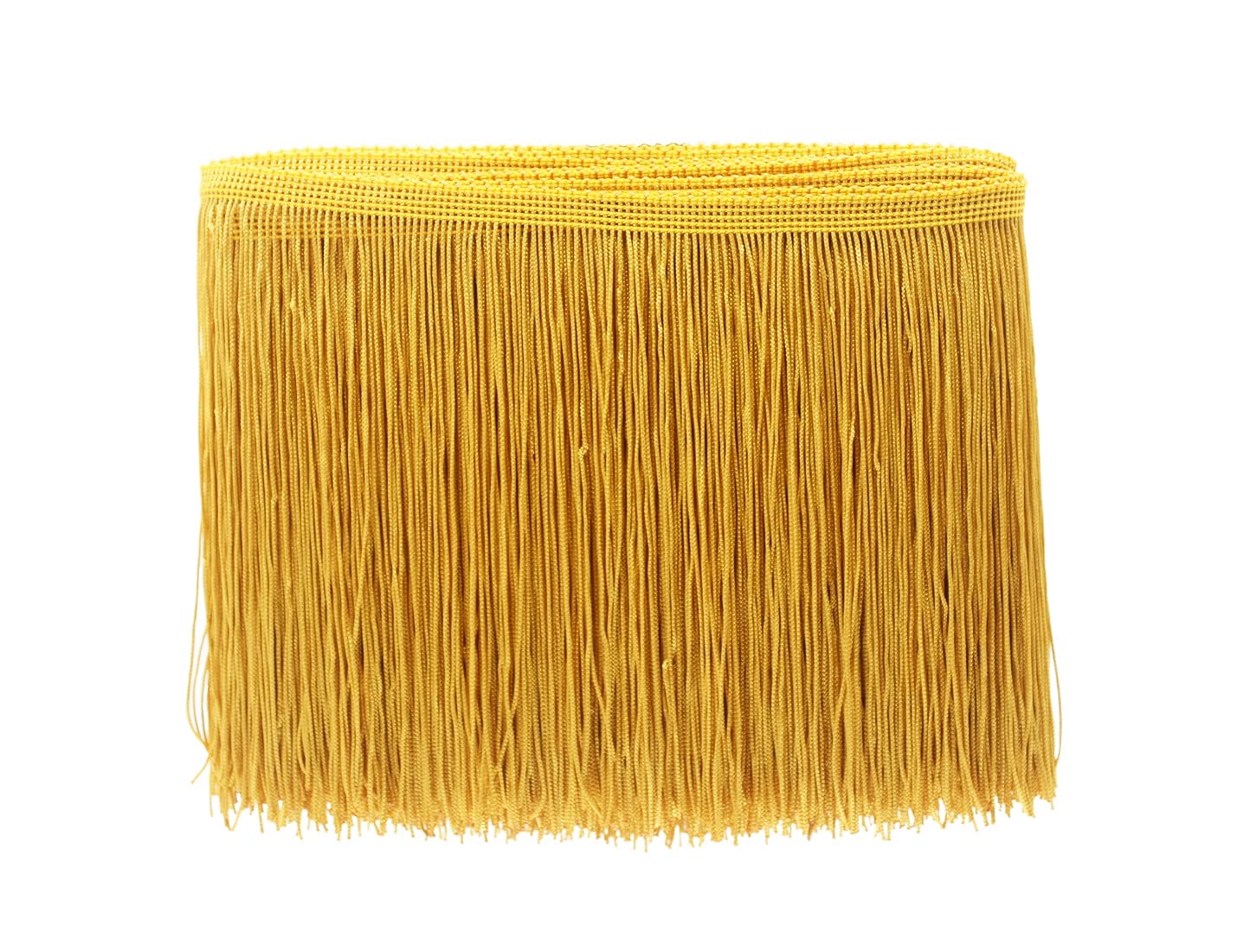 Yalulu 10 Meters Latin Fringe Tassel Trimming Lace Latin Macrame Samba Dance Clothing Curtain Lace Trim Polyester Single Band (Gold)