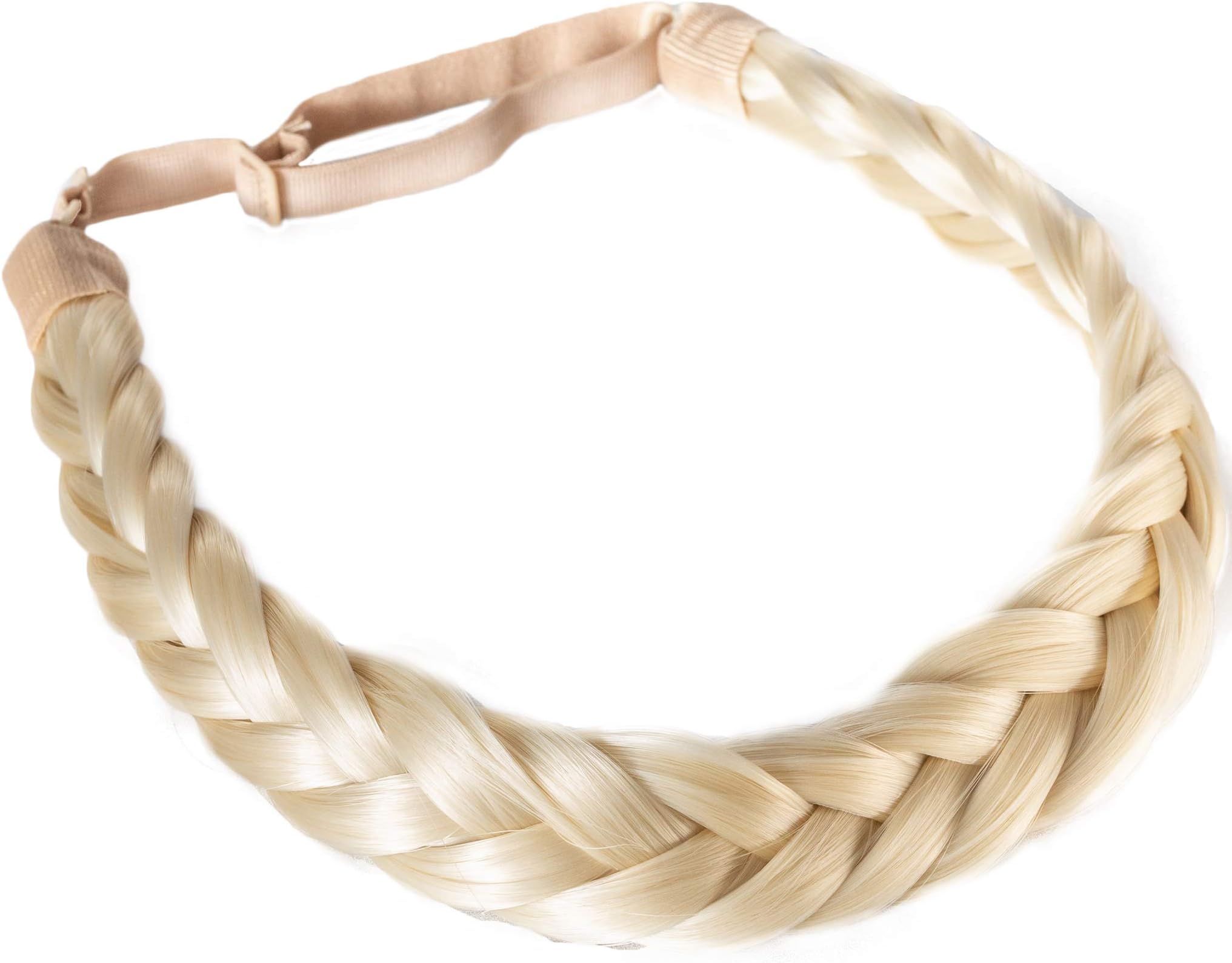 Madison Braids Womens Braided Headband Hair Braid Natural Looking Synthetic Hair Piece Extension - Lulu Two Strand - Platinum