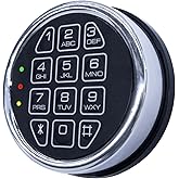 Chrome Electronic Safe Lock Replacement Keypad with Solenoid, Gun Safe Lock with Programmable Electronic Keypad, High-Security Boxes & Cabinets