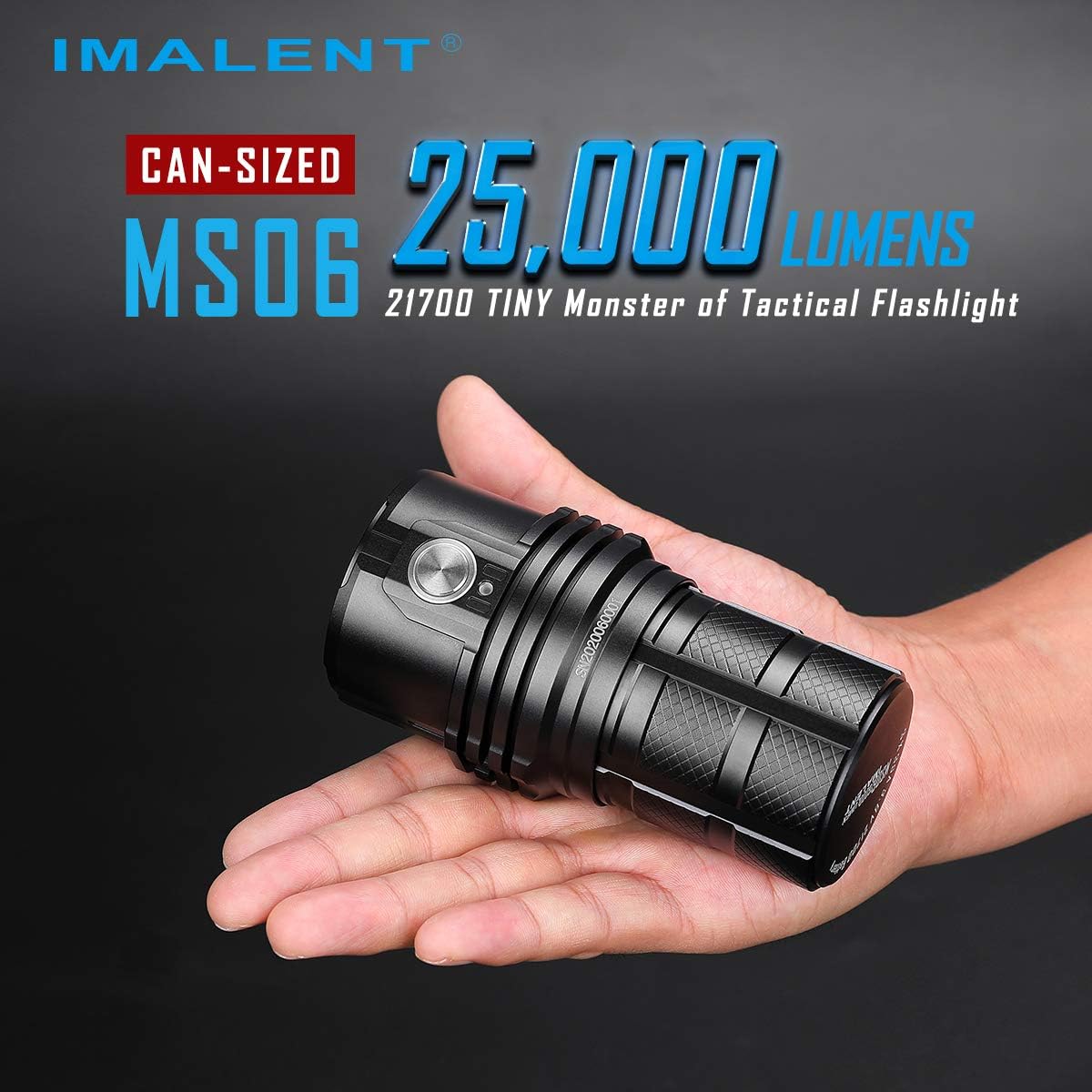 IMALENT MS06 LED Flashlight 25000 Lumens Rechargeable Torch CREE XHP70 2nd LEDs, High Lumen Tactical Flashlight Super Bright Handlight, Powered by 3 x 21700 4000mAh Li-ion Batteries (MS06) - - 