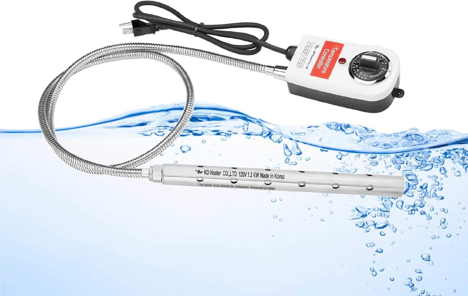 1300W 120V Fully Submersible Portable Electric Immersion Water Heater