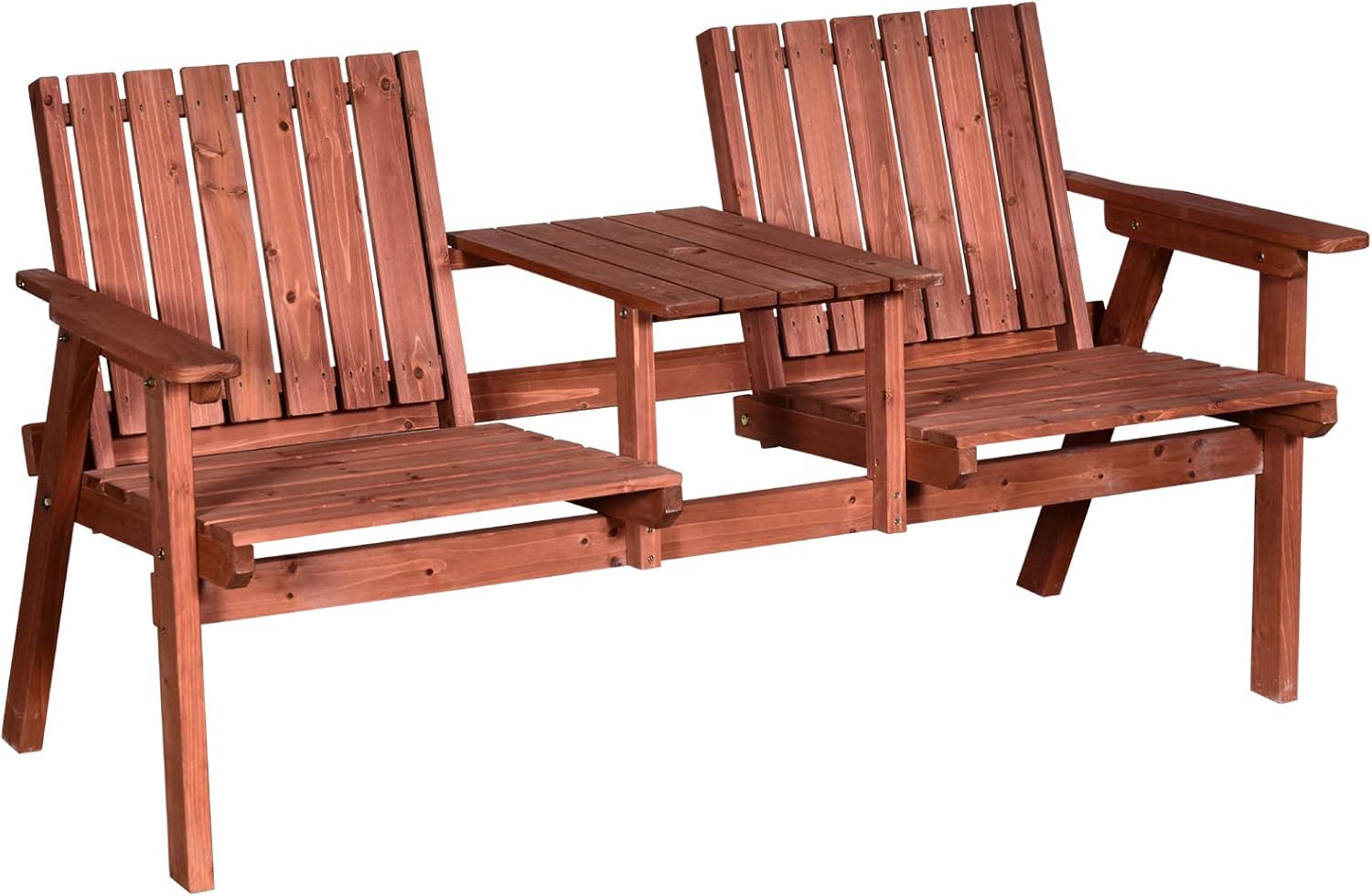 Outsunny Garden Wooden 2 Seater Companion Chair Loveseat Patio Partner