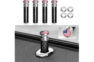 HENGYUESHANG 4PCS Car Door Lock Knobs Carbon Fiber Door Lock Bolt Pin Cover American Flag Universal Modification Interior Accessries (Red Flag)