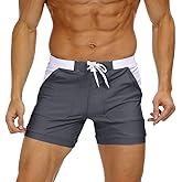 MAGNIVIT Men's Swimwear Swimsuits Solid Basic Long Swim Sport Trunks Board Shorts with Pockets