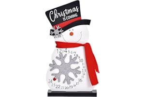 GHOSTMAGIC Christmas Countdown Advent Calendar, Wooden Snowman Christmas Decoration, Rustic Farmhouse Merry Christmas Sign, Festive Xmas Decor Centerpiece for Home Table Tiered Tray Mantel (Wood)