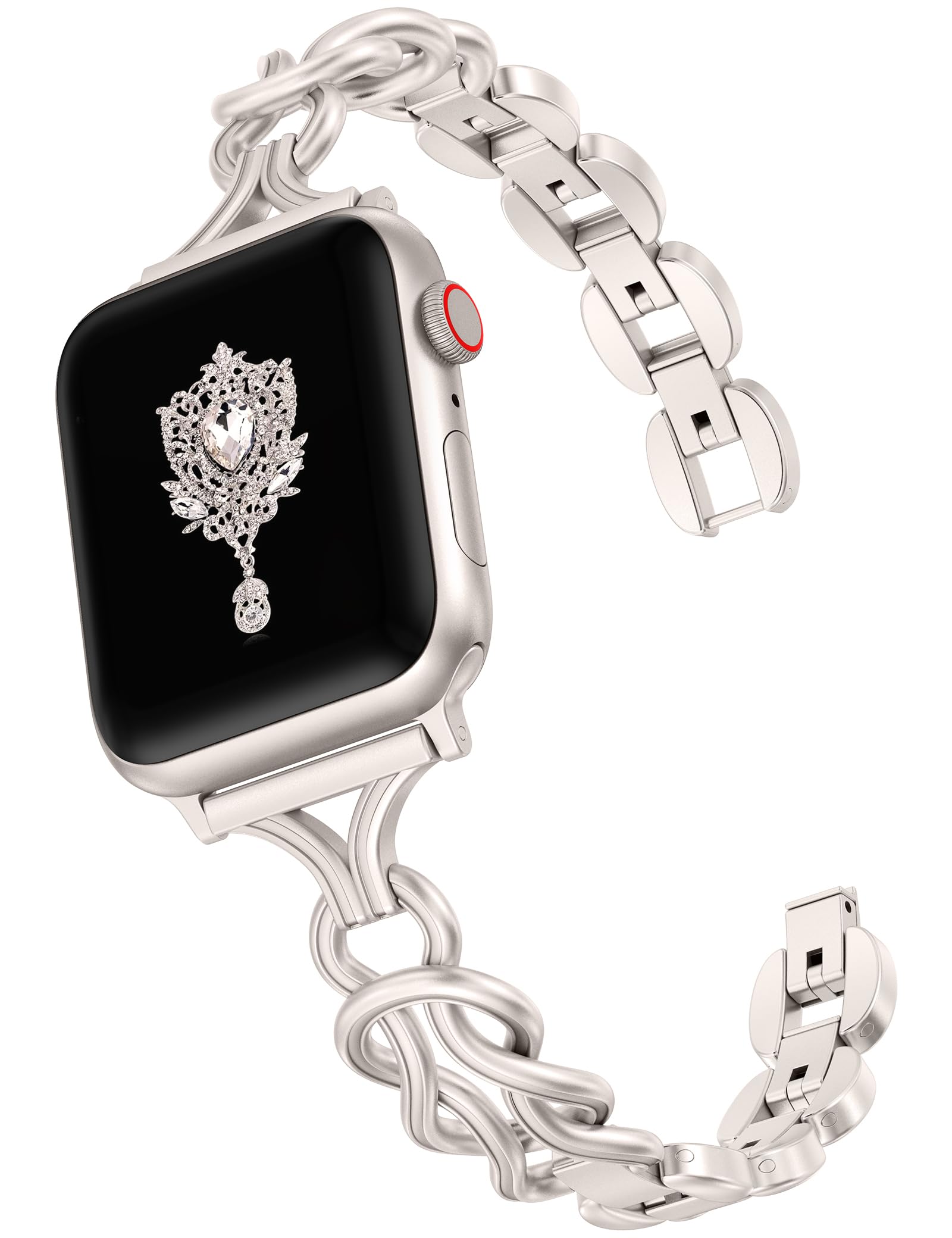 TOYOUTHS Celtic Bracelet Compatible with Apple Watch Bands 42/41/40/38mm Women, Dressy Chain Stainless Steel Metal Jewelry Link Strap for iWatch Series 11 10 9 8 7 6 5 4 SE 3 2 1, Starlight