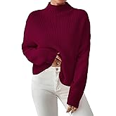SunnyMelody Womens Cropped Mock Neck Sweater Fall 2025 Ribbed Knit Pullover Sweaters Jumper - Lightweight, Crop, Loose Fit