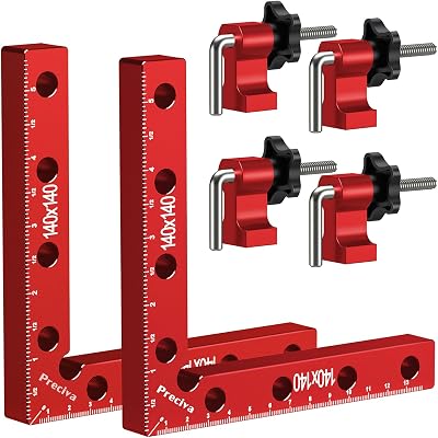 Preciva 90 Degree Right Angle Positioning Square Clamp Aluminum 2 Sets 14cm Red
