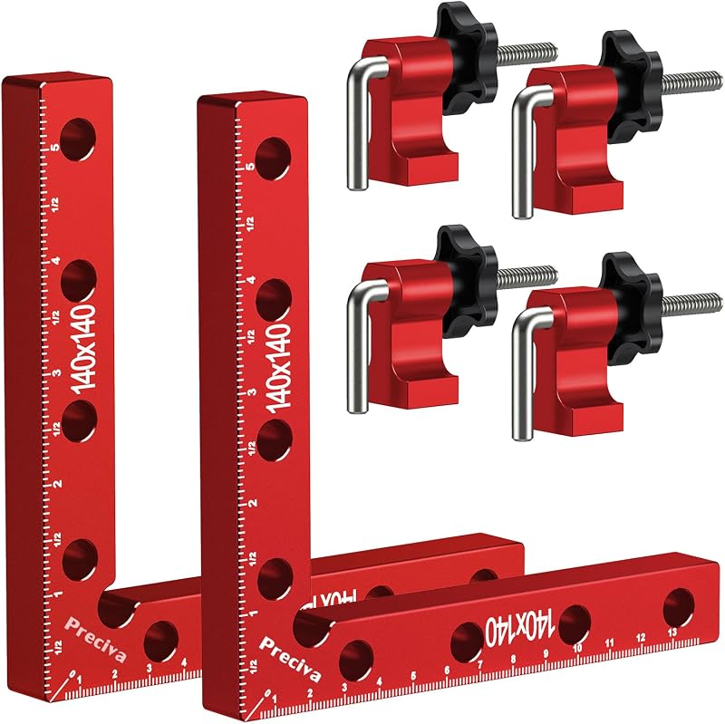 Preciva 90 Degree Right Angle Positioning Square Clamp Aluminum 2 Sets 14cm Red