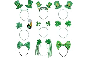 Fudragtn 9PCS St Patricks Day Headband,St.Patrick'S Day Green Shamrock Clover Headband for Women Girls Hair Accessories Headwear