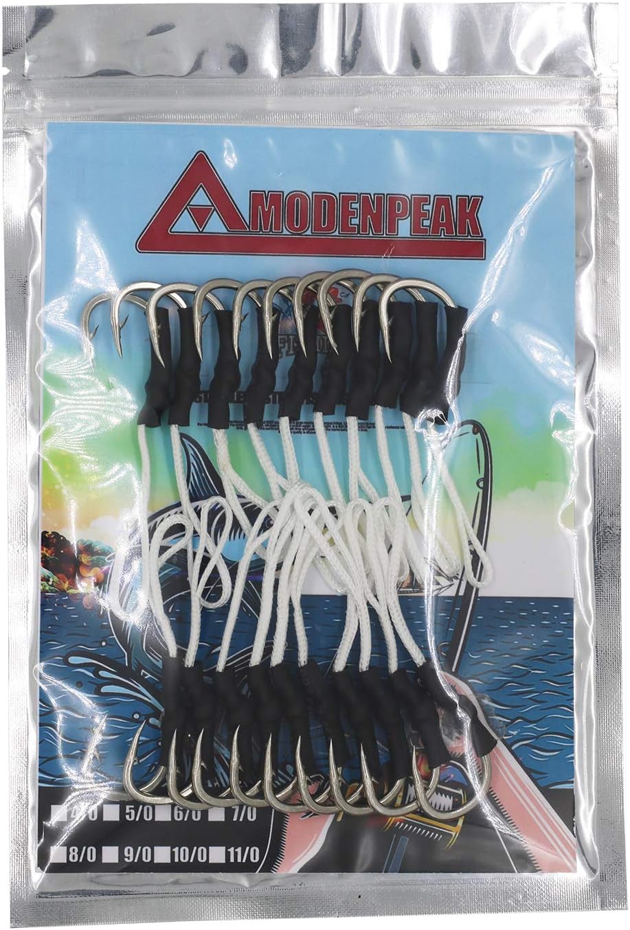 Modenpeak Fishing Assist Hooks, 420 Stainless Steel Jigging Assist Fishing Hooks with Military Grade Braid Assist Cords