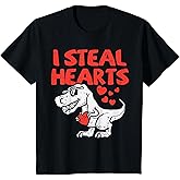 Kids I Steal Hearts Trex Dino Baby Boy Valentines Toddler Kids T-Shirt