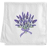 ALAZA Lavender Purple Hand Towels for Bathroom 1 Piece Fingertip Towel Face Towel Cotton Soft Absorbent Decorative Bath Towels 15.5x29.5 inch, Bouquet of Lavender Flowers