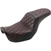 Motocycle Seat Fit For Harley Super Wide Glide Fat Bob FXDF 2006-2017 | Red Stitching Driver Rider Passenger Seat Fit For Harley Dyna Fat Bob Low Rider 2006-2017