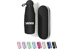 Seniny Mini Portable Travel Umbrella with Case - Compact Umbrellas for Rain & Sun UV Protection for Backpack Pocket, Lightweight Folding Small Umbrella, Tiny Purse Size UV Blocker for Kids Women Girls