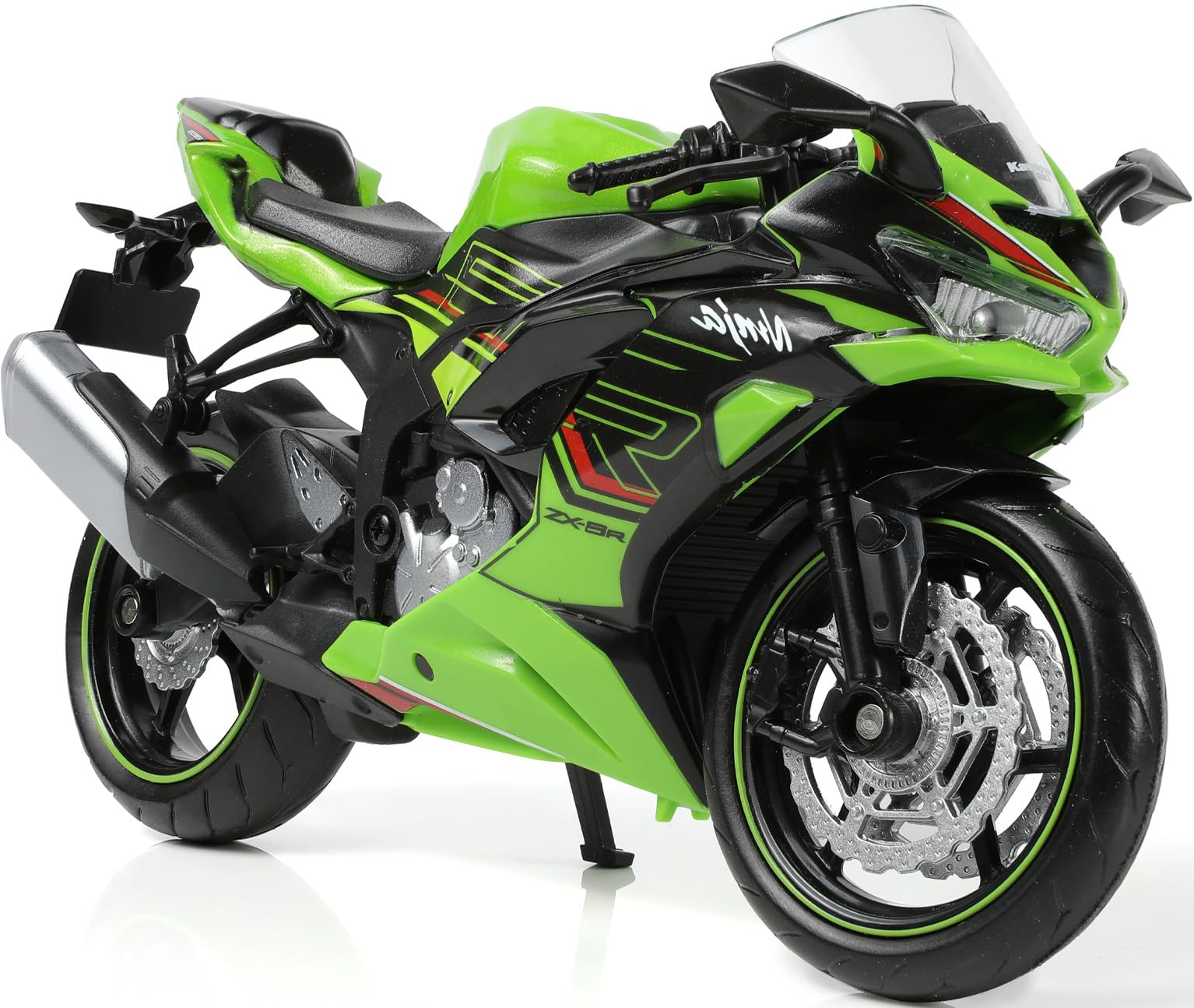 Risopen 1:12 Motorcycle Model Toy compatible for kawasaki Ninja ZX-6R Cast Metal with Plastic Motorcycle Model No Assembly Required Mini Finished Gift for Adult (Green)