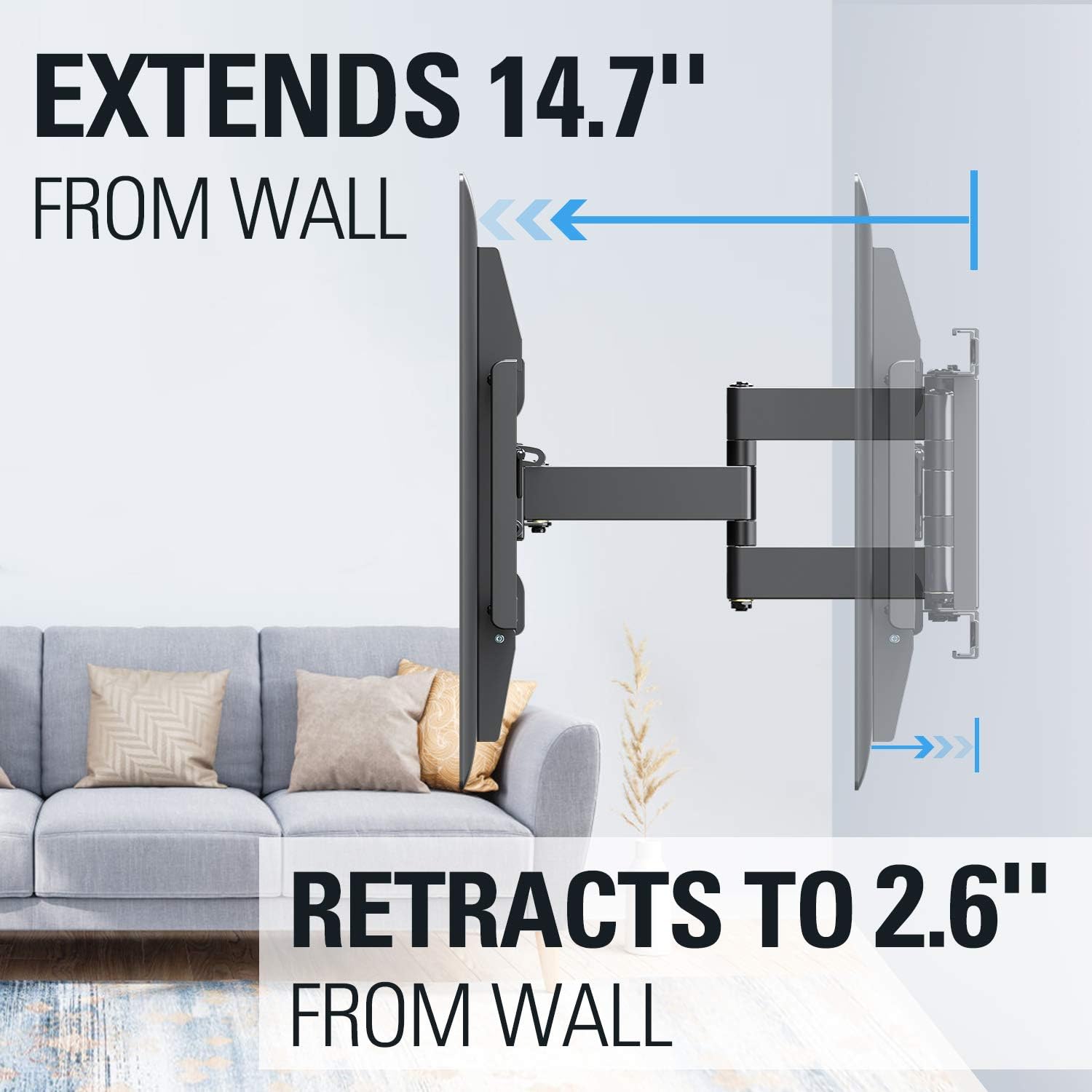 Mounting Dream TV Wall Mounts TV Bracket for 42-70 Inch TVs, Premium TV Mount, Full Motion TV Wall Mount with Articulating Arms, Max VESA 600x400mm and 100 LBS, Fits 16", 18", 24" Studs MD2296-24K: Electronics